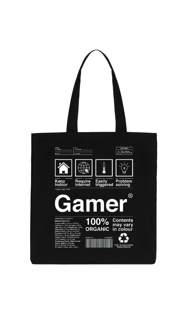 Gamer Back text tote bag Black 35