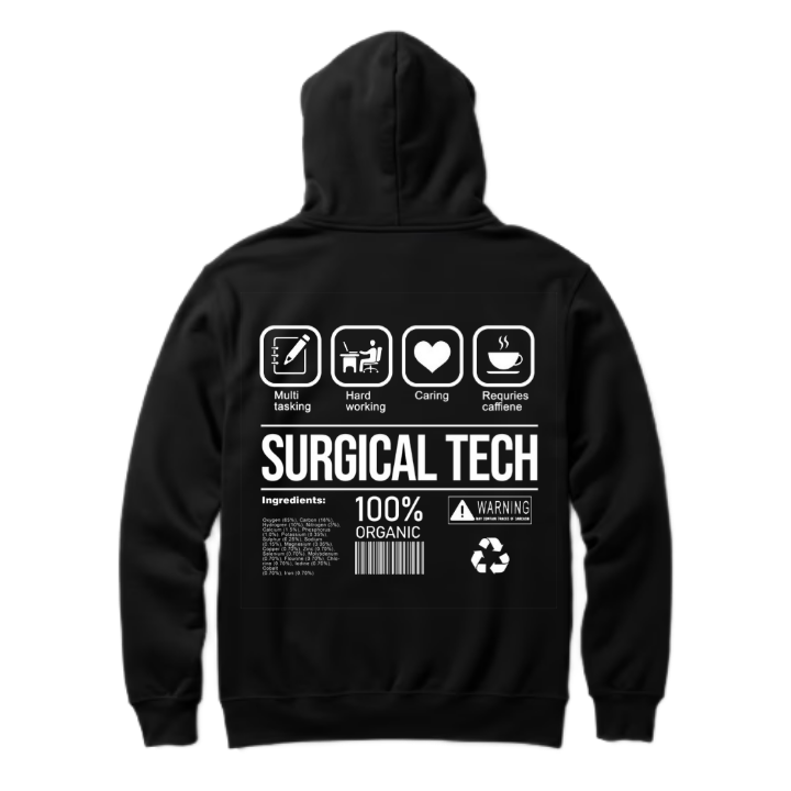 SURGICAL TECH Back text oversize hoodie back 39