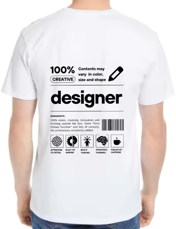 designer Back text One Size t- shirt White Back 39
