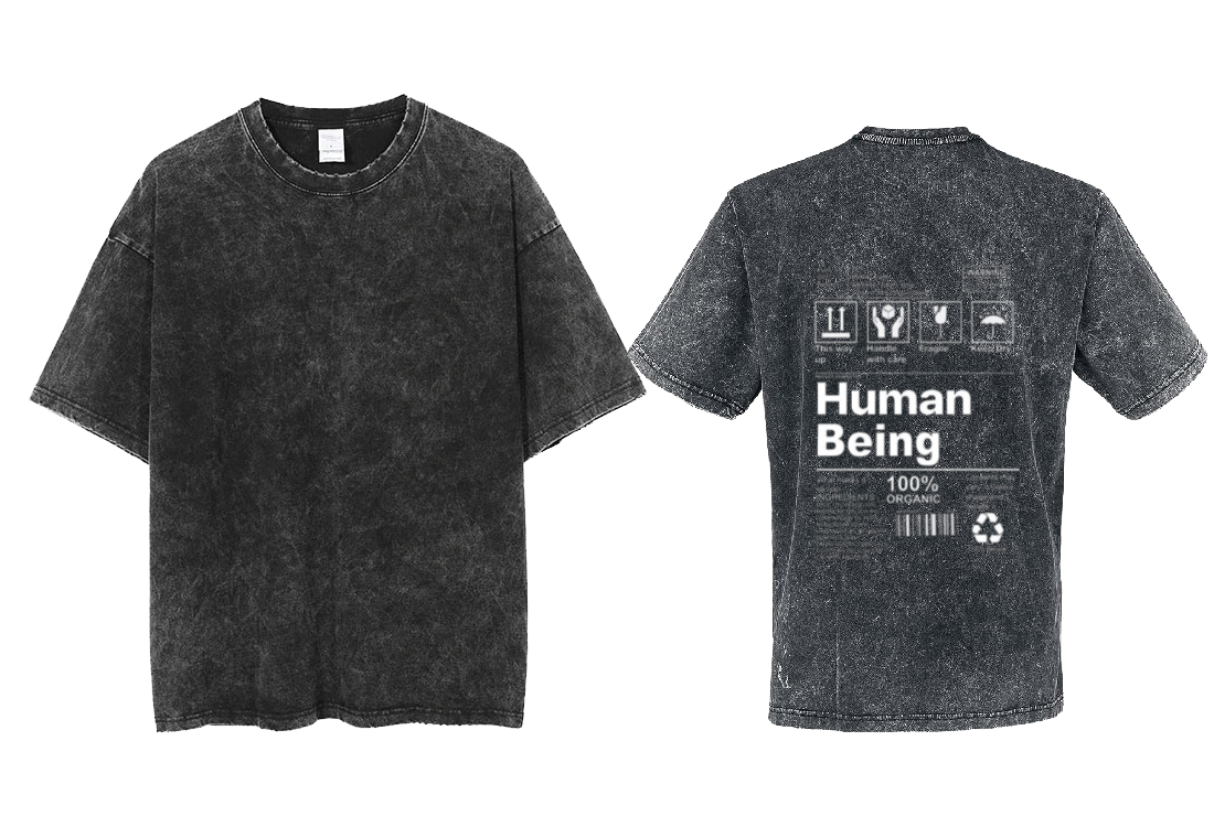 Human Being Back text One Size t- shirt Washed Back 39