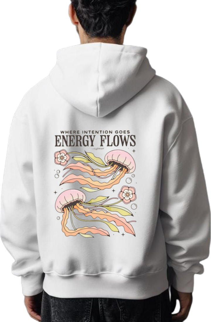 ENERGY FLOWS Over Size hoodie White Back 53