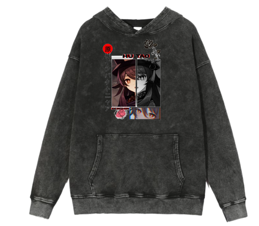 Genshin Impact Hu Tao Over Size hoodie Washed 3