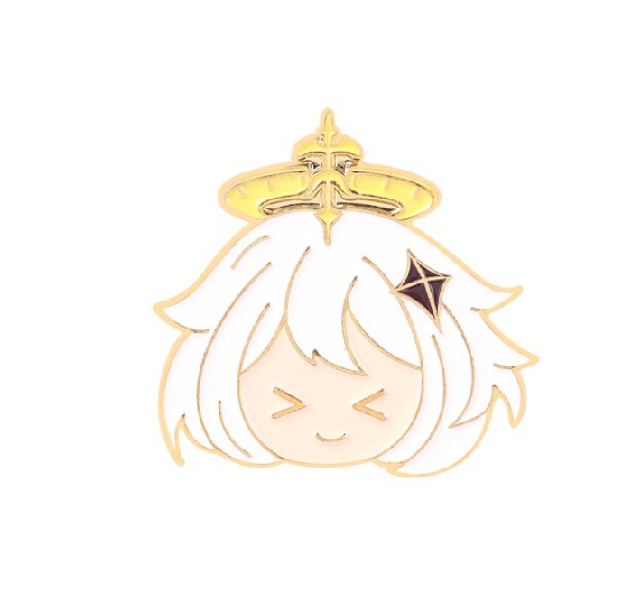 Genshin Impact Paimon Cute Chibi Metal Enamel Pin Badge