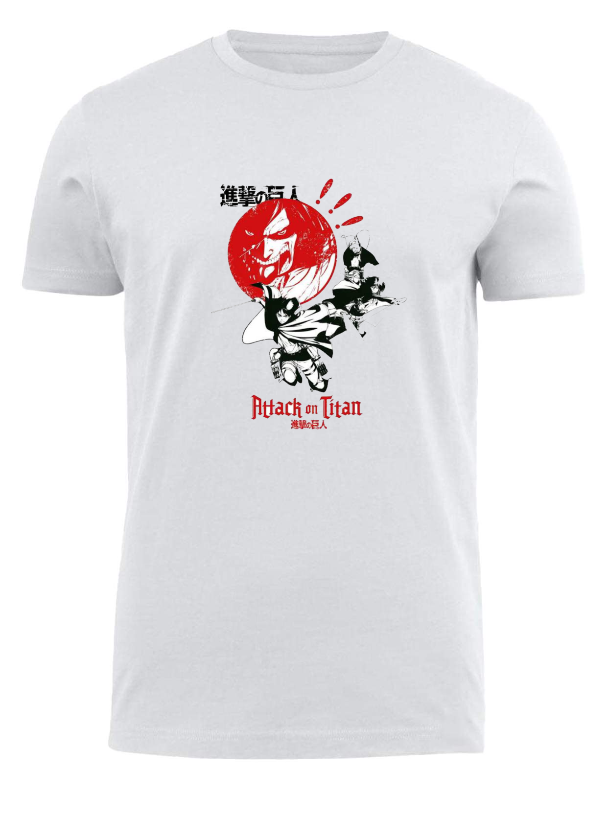 Anime Attack on titan shingeki no kyojin eren levi mikasa Aot white fit t- shirt 3