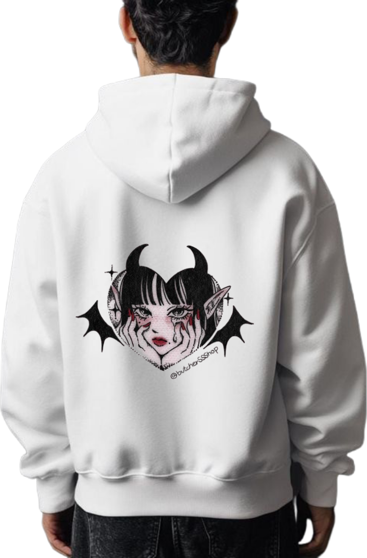 The Devil's Girl One Size hoodie White Back 3