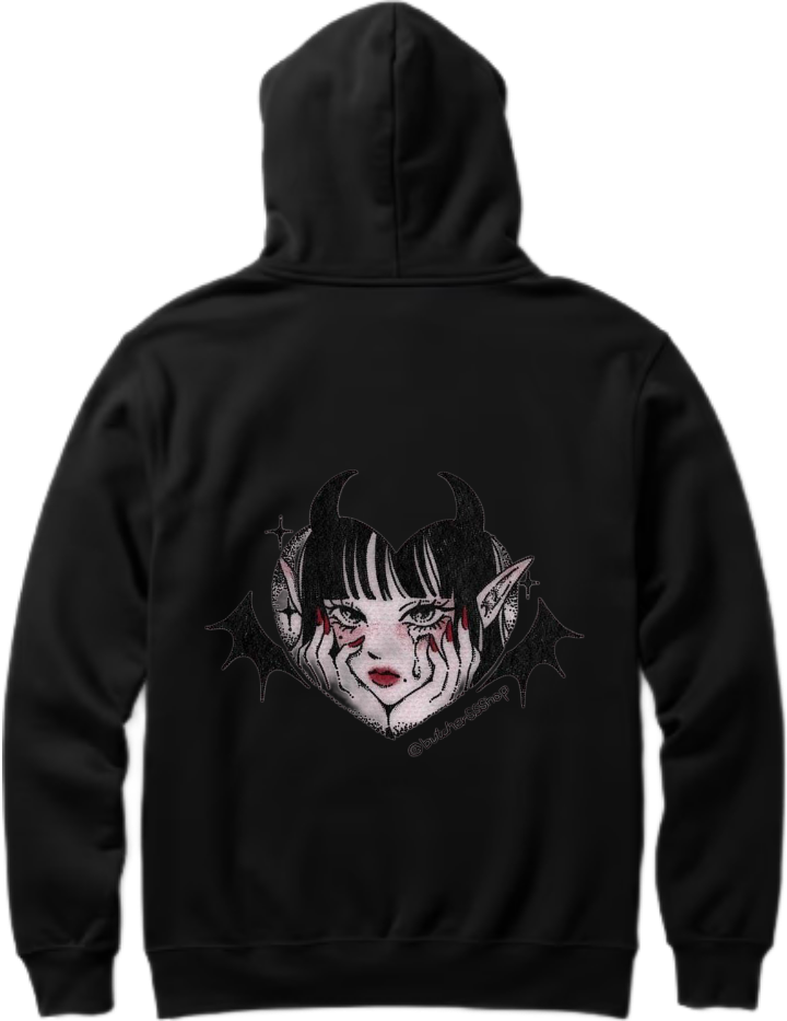 Vampire Girl One Size hoodie Black Back 3