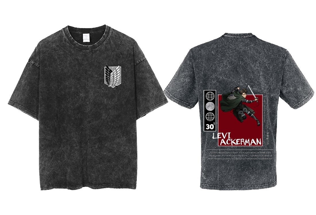 Anime Attack on titan shingeki no kyojin eren levi mikasa Aot Oversize t- shirt Washd acid back 3