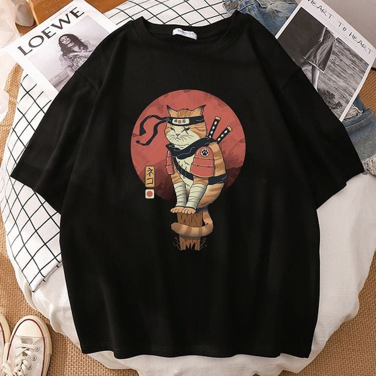 Cat kitty kitten t- shirt Oversize Black 3 R