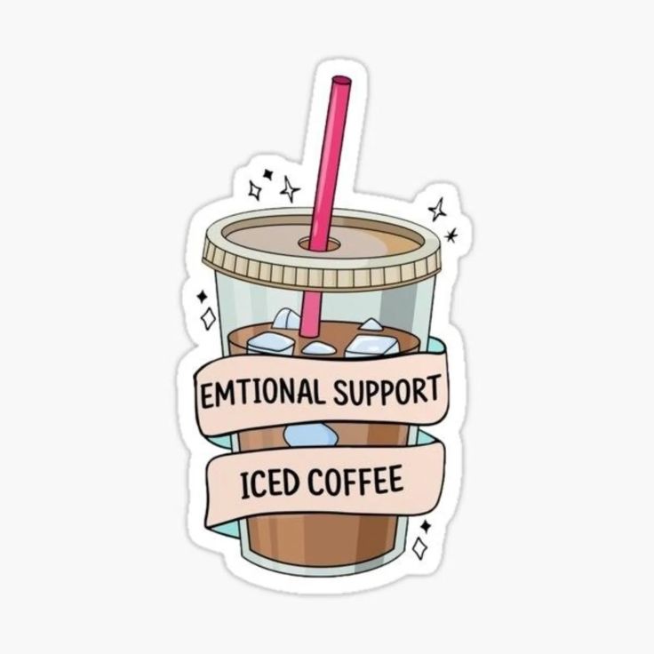 Sticker EMOTIONAL SUPPORT ICED COFFEE 3