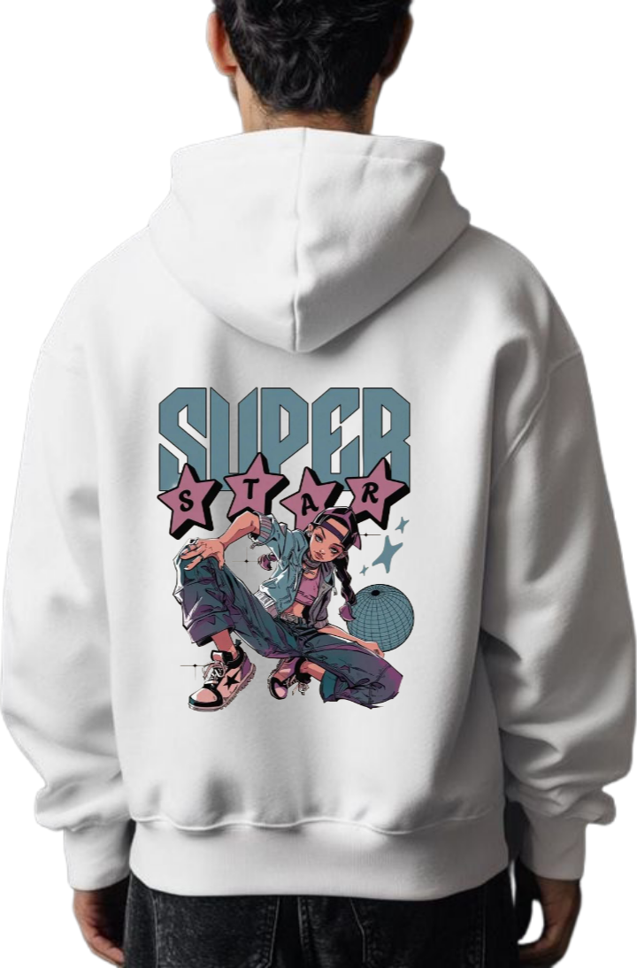 SUPER Over Size hoodie White Back 77