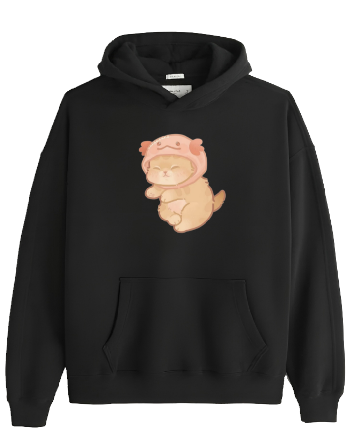 cat Oversize Hoodie Black 3