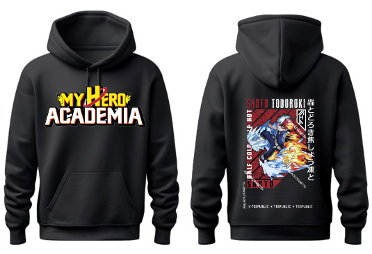 Boku no hero academy bnha One Size hoodie Black Back 3