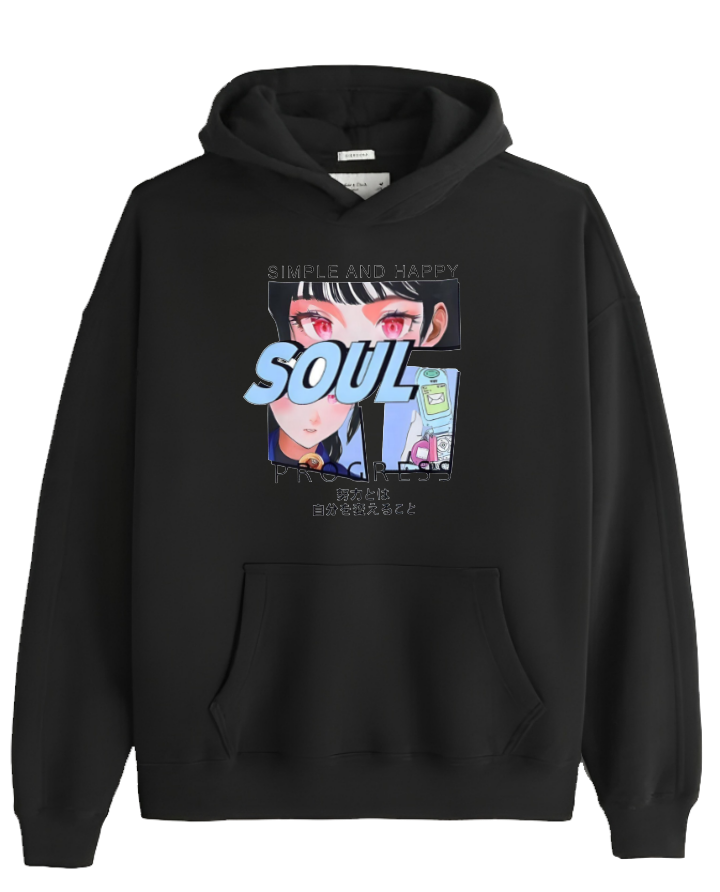 RANDOM ANIME GIRL Oversize Hoodie Black 3