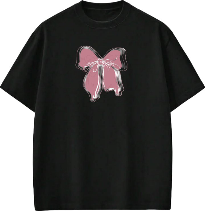 Pink Bow t- shirt One Size Black 3
