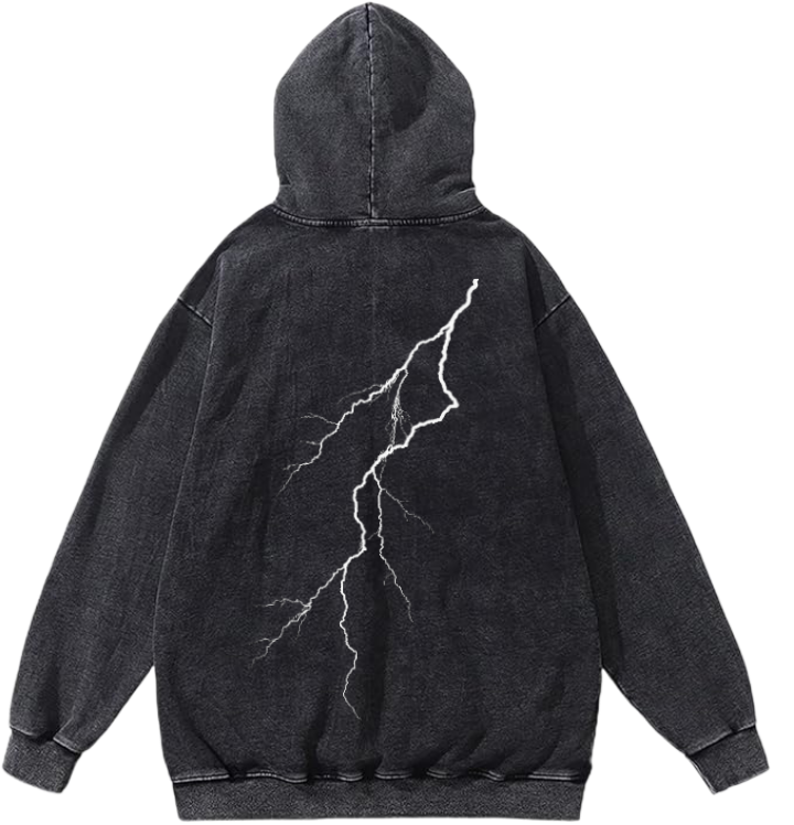 Goth Oversize Hoodie Washed gray Back 3