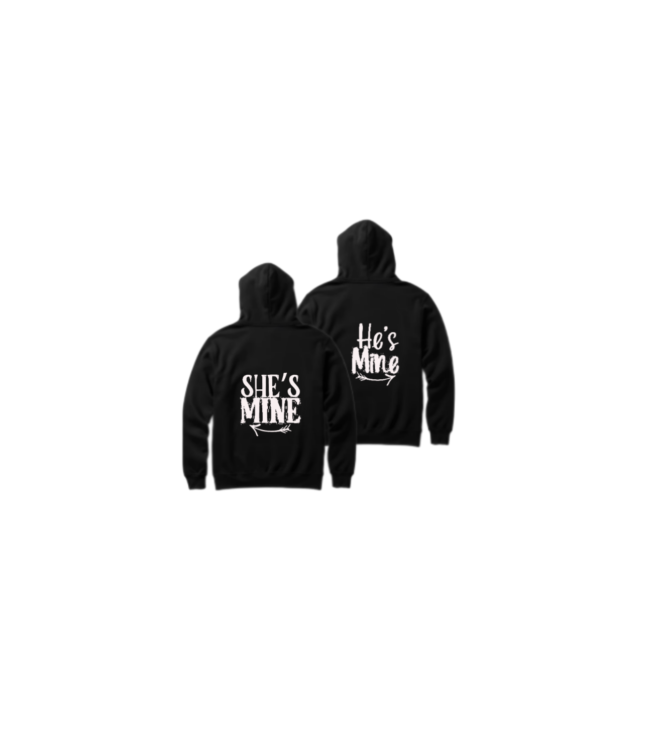 VaIentine coupIe Oversize Hoodie Cables He's Mine She's Mine Black Back 3