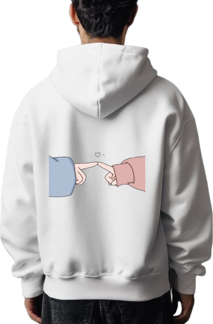 Intertwined fingers and a small heart One Size hoodie White Back 3