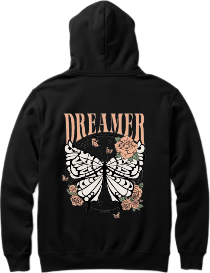 butterflies Oversize Hoodie Black Back 3