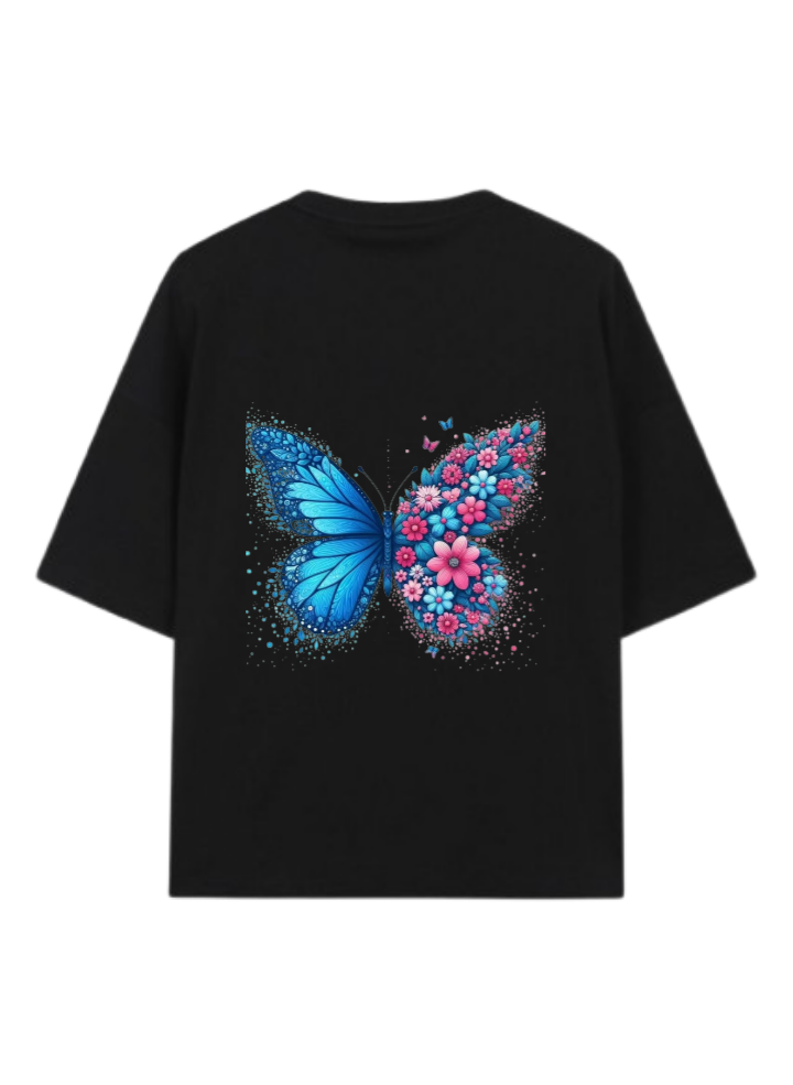 butterflies t- shirt Black Back 3