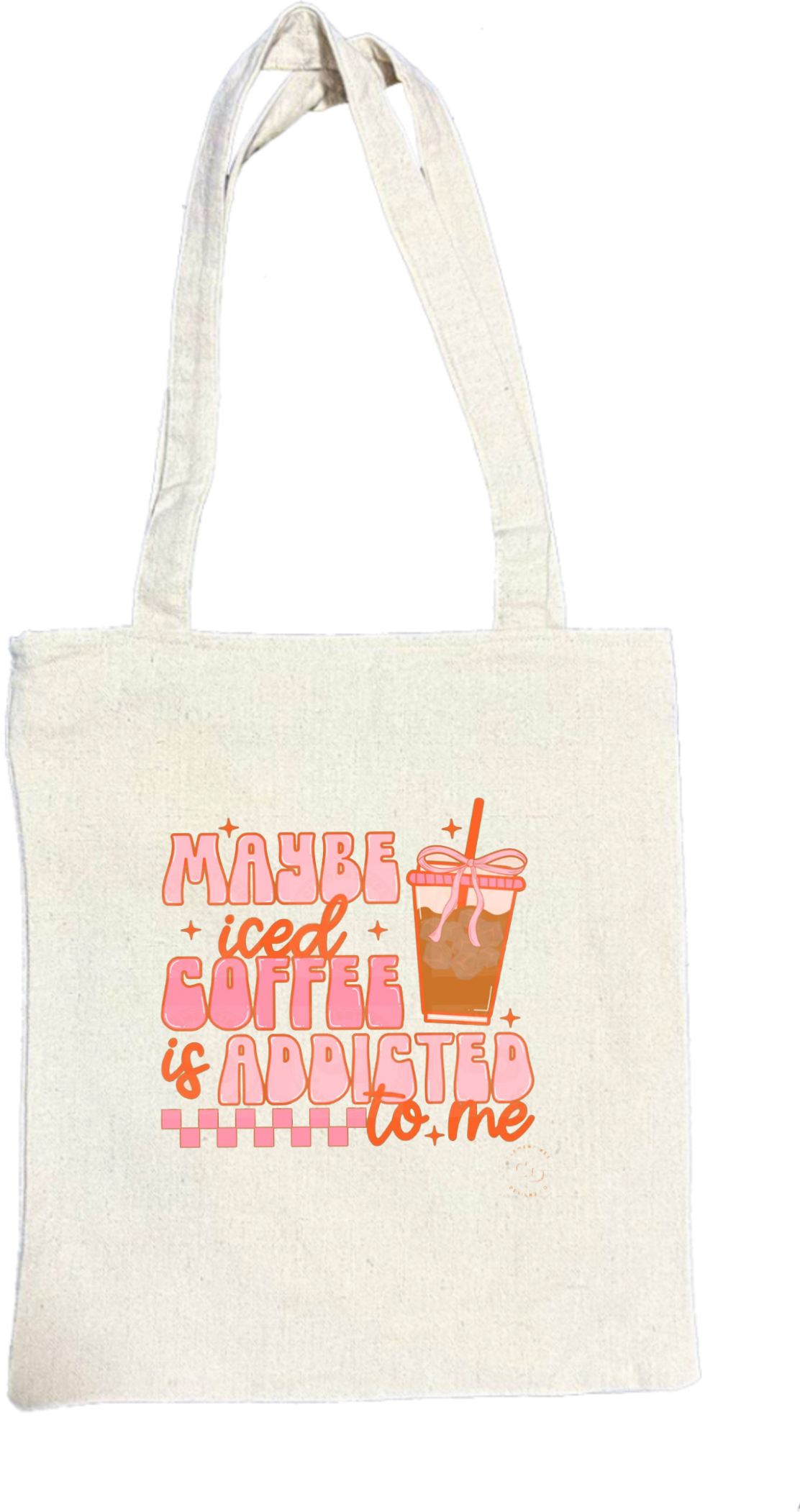MAYBE + iced+ COFFEE ADDICTED wto.me tote bag beige 143