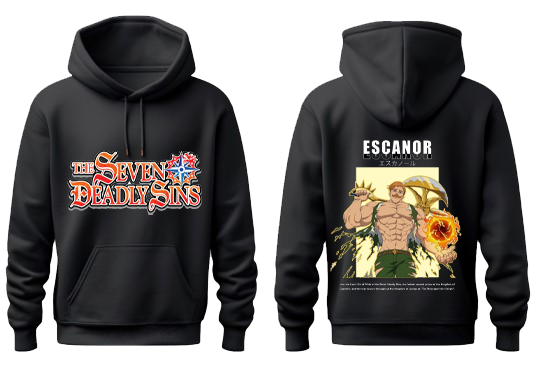 Anime Nanatsu no taizai seven deadly sins Oversize Hoodie Black Back 3