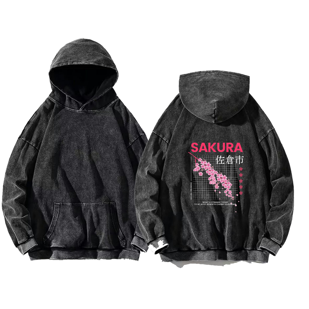 TOKYO Back text oversize hoodie Washed back 40
