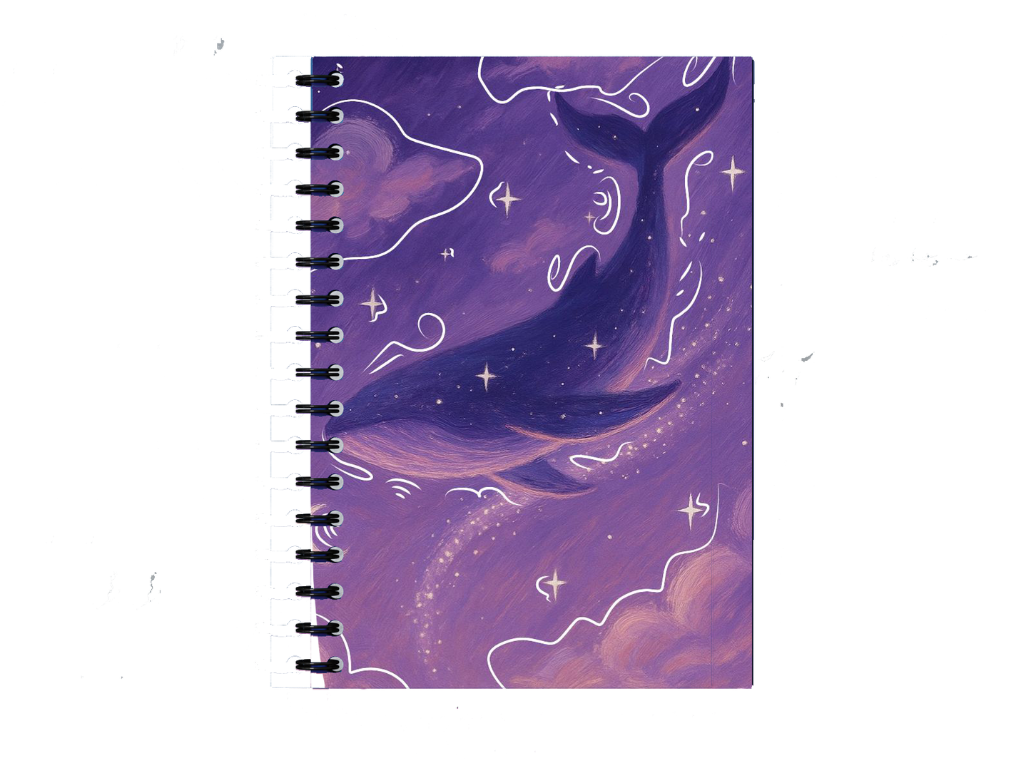 Purple Space Whale Notebook A5 40