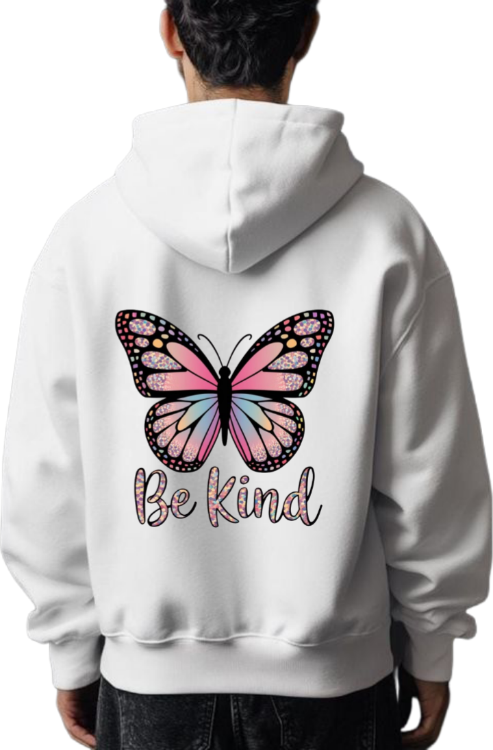 butterflies Oversize Hoodie White Back 40