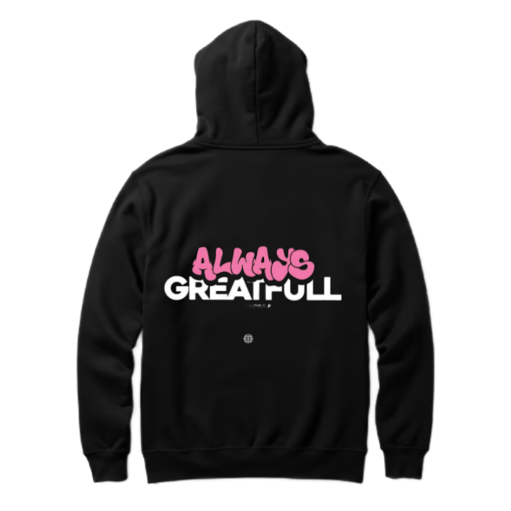 ALWAYS GREATFULL One Size hoodie Black Back 41
