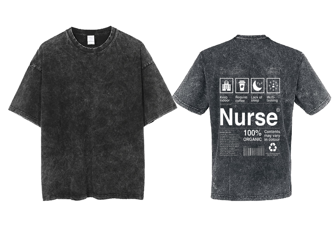 Nurse Back text One Size t- shirt Washed Back 41