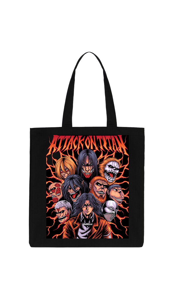 Anime Attack on titan shingeki no kyojin Aot Black tote bag 40