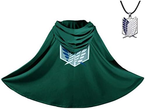 Anime Cloak - Anime-themed cosplay robe with necklace from Aoibox, green color, 2-piece set