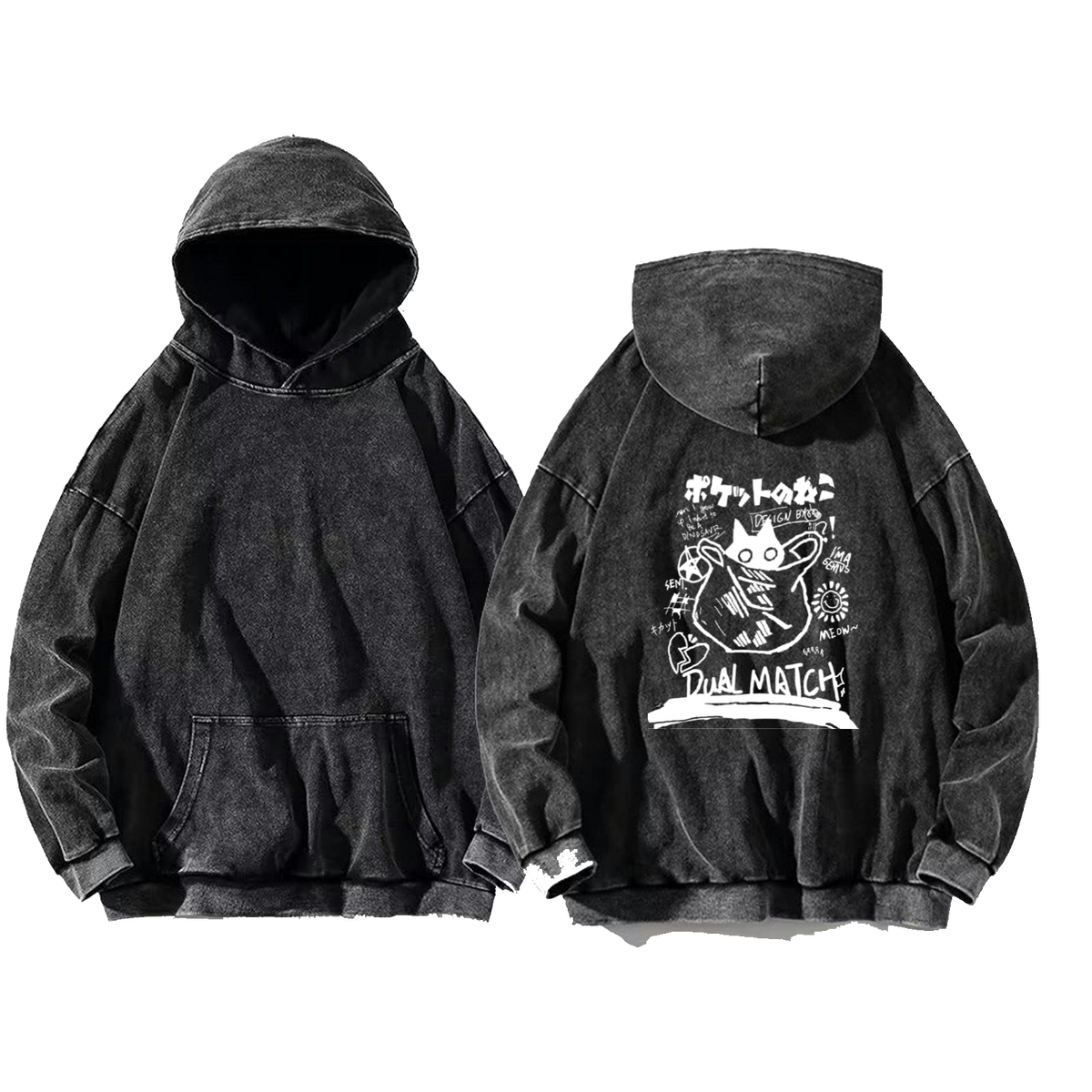 قطة الجيب Back text oversize hoodie Washed back 42
