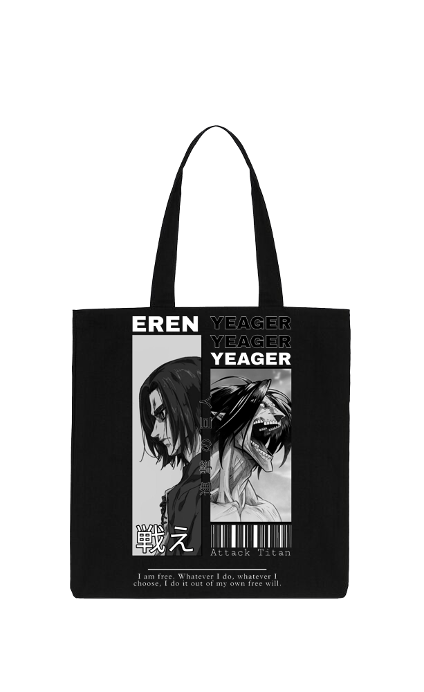 Anime Attack on titan shingeki no kyojin Aot Black tote bag 41