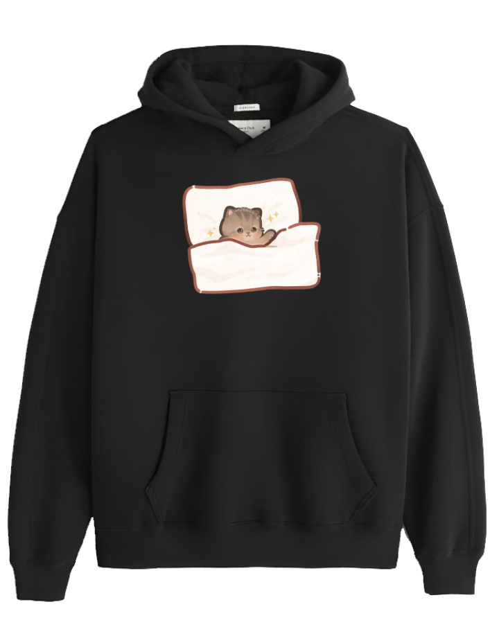 cat Oversize Hoodie Black 42