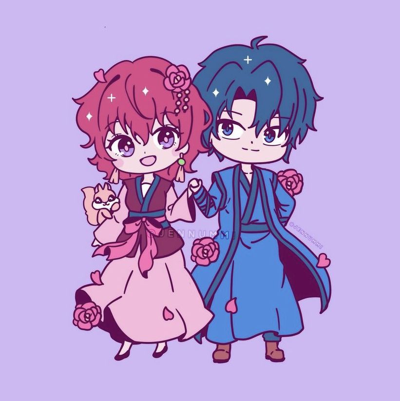 Yona of the Dawn Yona and Hak Anime Sticker - Cute Chibi Fantasy Romance Vinyl Decal for Laptop, Water Bottle, Journal, and Phone Case