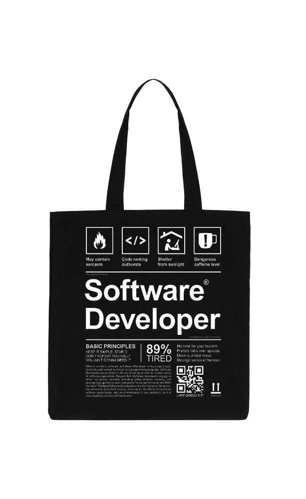 Software Developer Back text tote bag Black 41