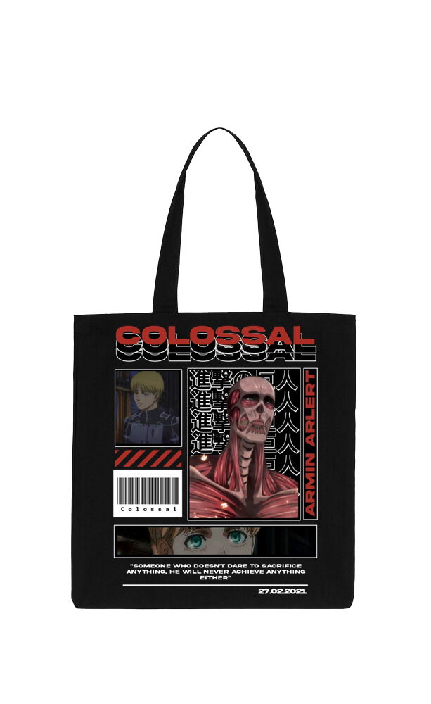 Anime Attack on titan shingeki no kyojin Aot Black tote bag 42