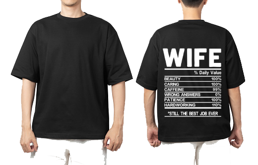 WIFE Back text One Size t- shirt Black Back 40