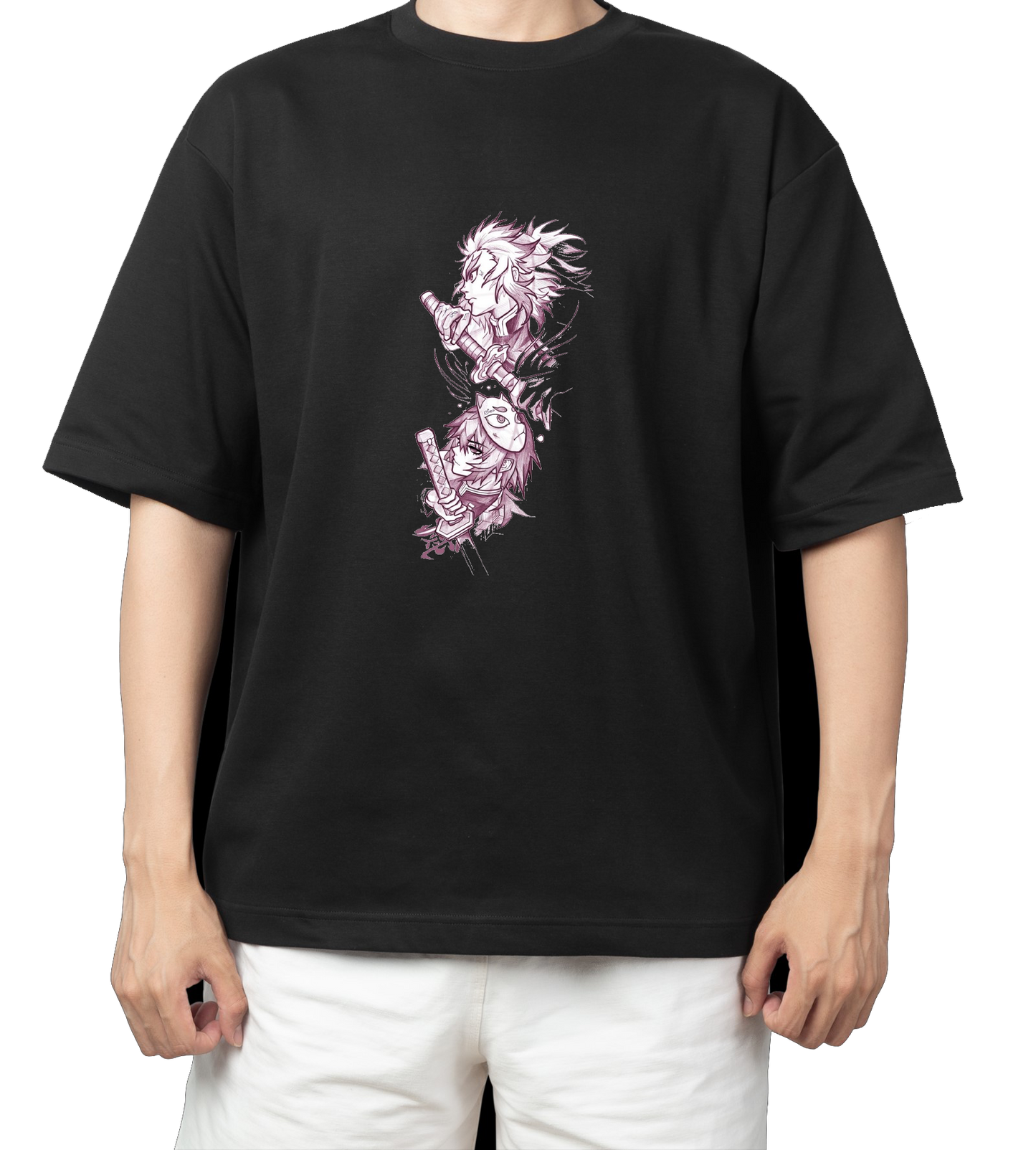 Anime Demon slayer nezuko tanjiro t- shirt Oversize Black 44