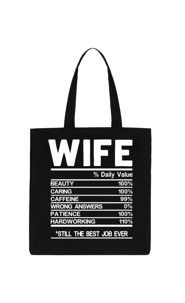 WIFE Back text tote bag Black 42