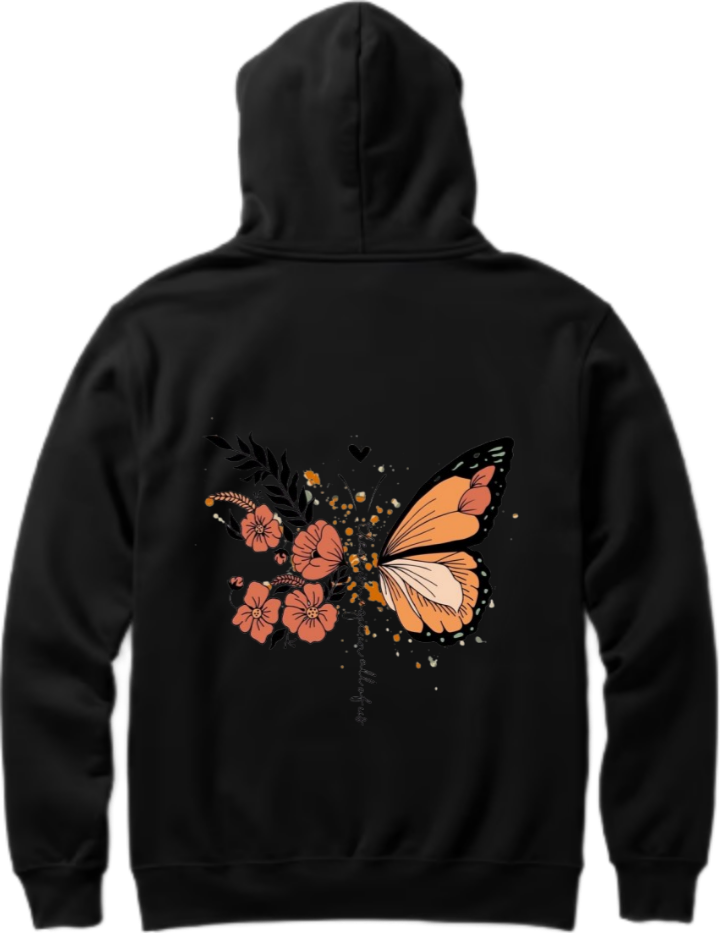 butterflies Oversize Hoodie Black Back 41