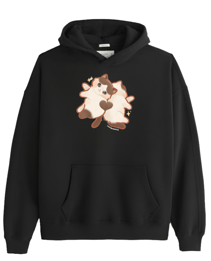 cat Oversize Hoodie Black 44
