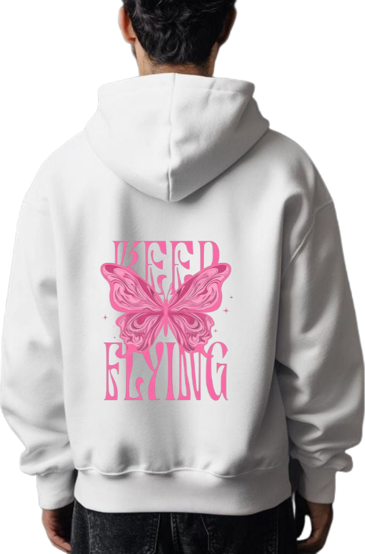 butterflies Oversize Hoodie White Back 44