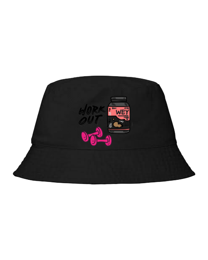 workout gym pilates Bucket hat Fishman hat cap Black 45