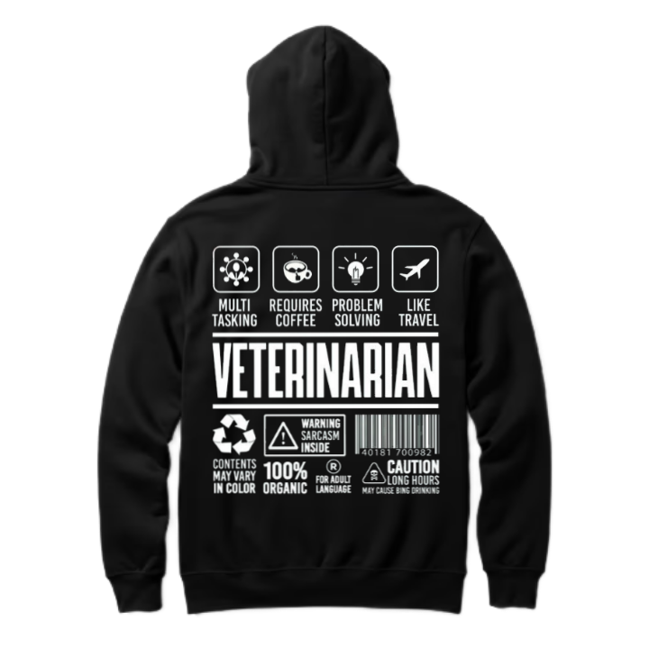 VETERINARIAN Back text oversize hoodie back 45