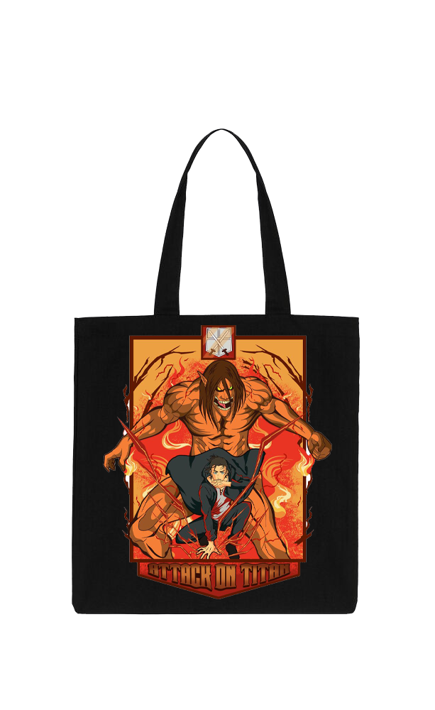 Anime Attack on titan shingeki no kyojin Aot Black tote bag 44