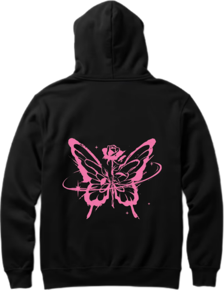 butterflies Oversize Hoodie Black Back 42