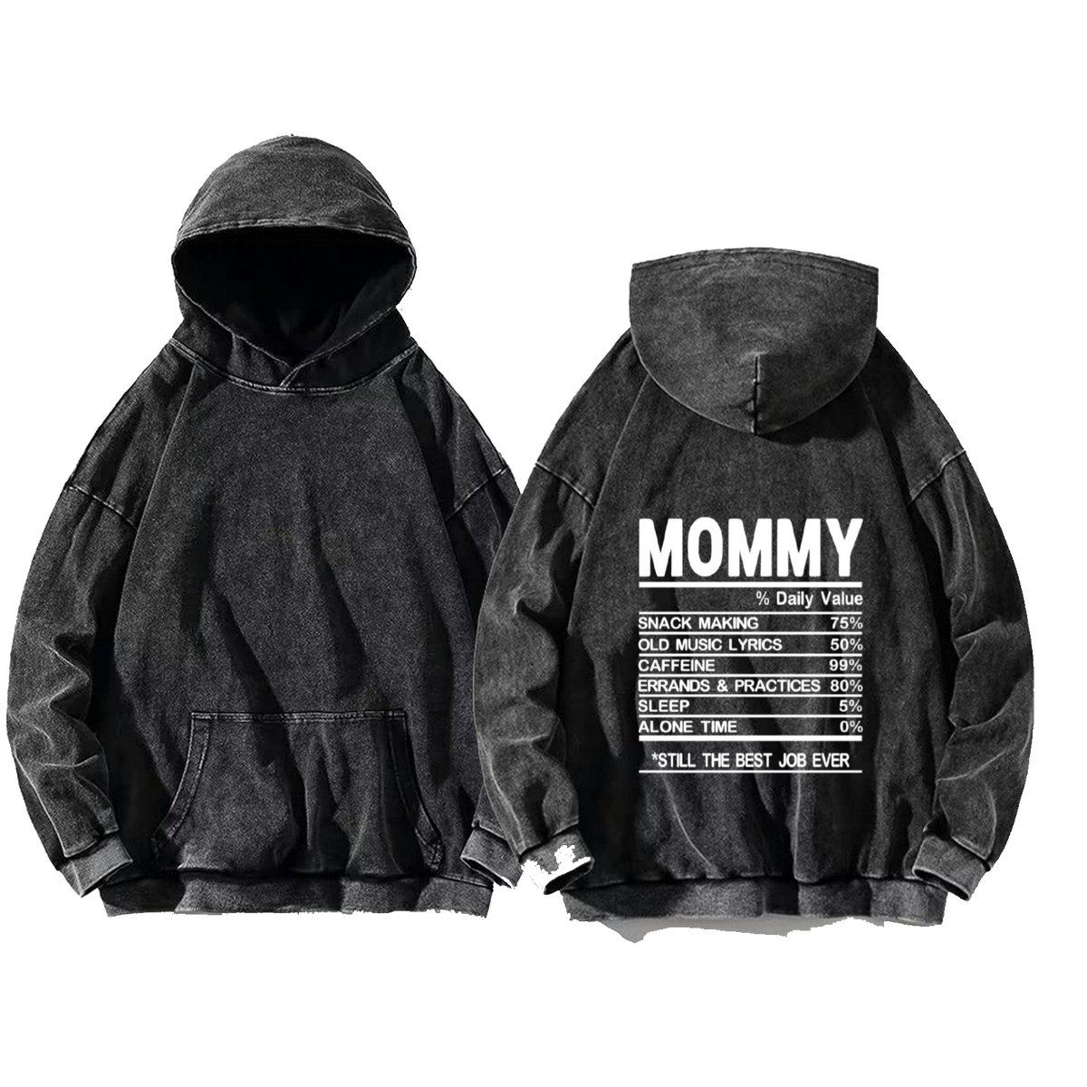 MOMMY Back text oversize hoodie Washed back 45