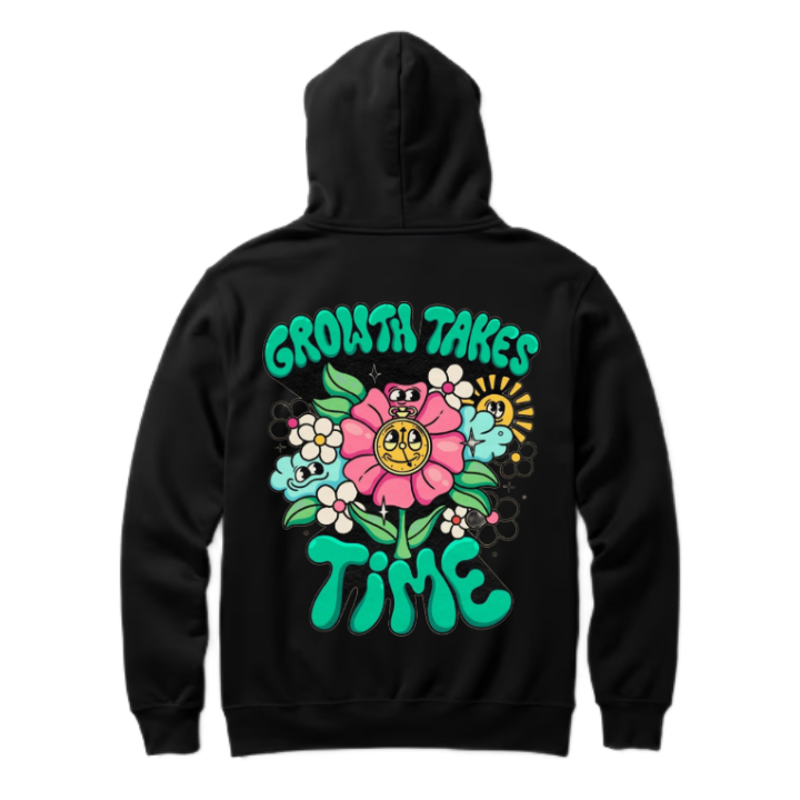 GROWTH TAKES TIME One Size hoodie Black Back 46